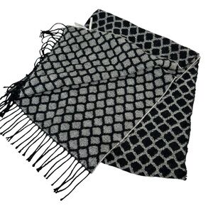 Talbots Black and White Super Soft Scarf with Fringe